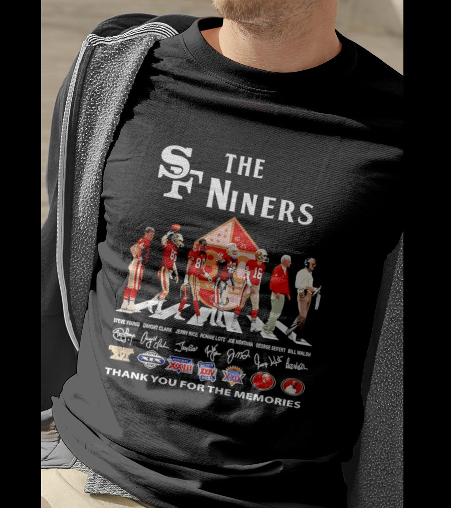 The Niners San Francisco 49ers Legends Thank You For The Memories Icons And Championships T-Shirt