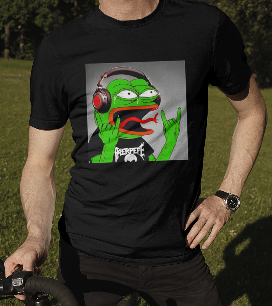 Pepe The Frog Metal Rocker With Headphones And Screaming Face T-Shirt
