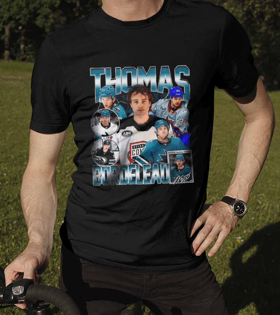 Thomas Bordeleau Hockey San Jose Sharks NHL Utica Comets AHL Bell ADK 34 Signature T-Shirt