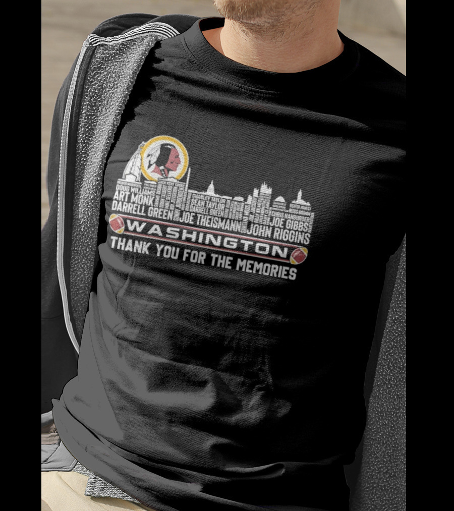 Washington Redskins Player Names City Skyline Thank You For The Memories T-Shirt