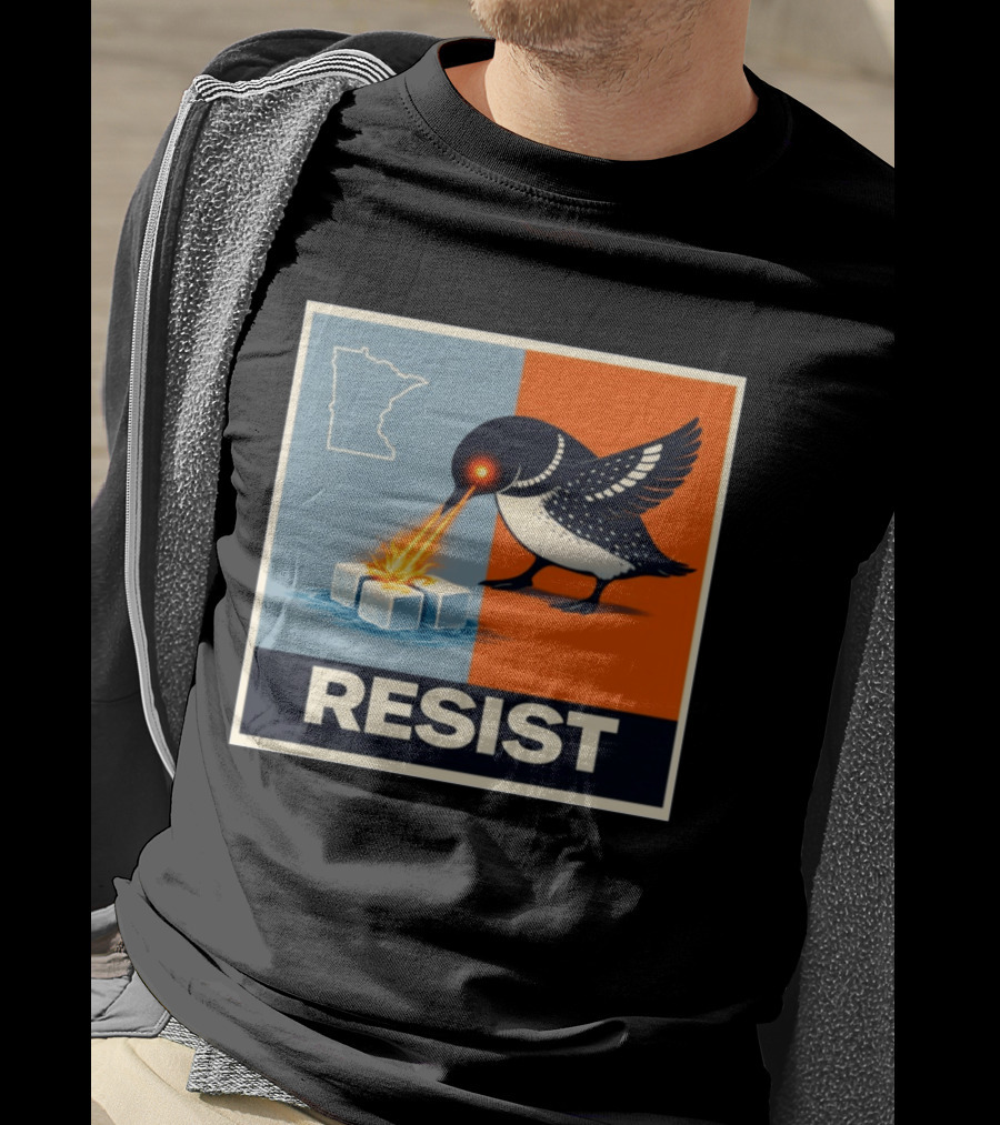 Rebel Minneapolis Ice Protest Resist With Loon Laser Bird And Minnesota Map T-Shirt