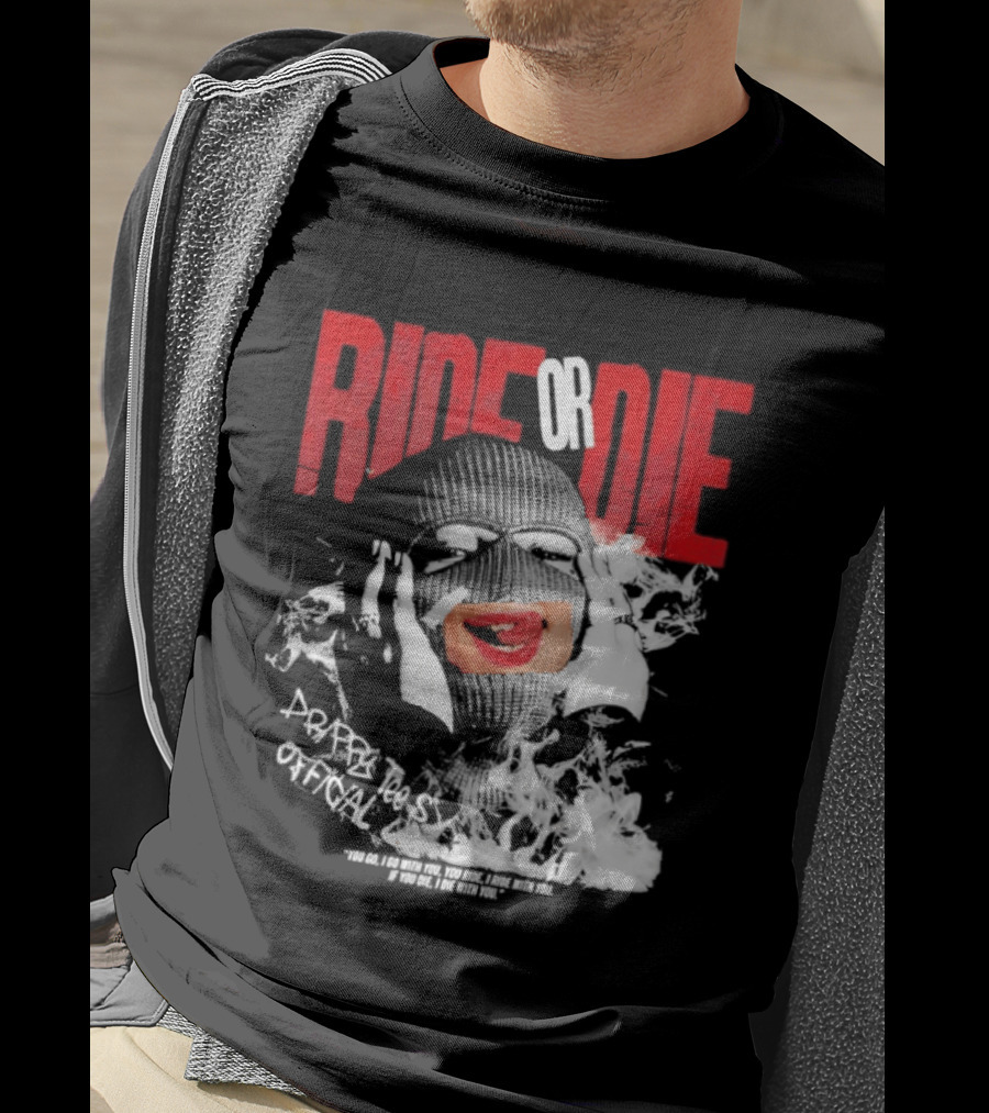 Ride Or Die Joker Grunge Typography And Distorted Joker Face T-Shirt