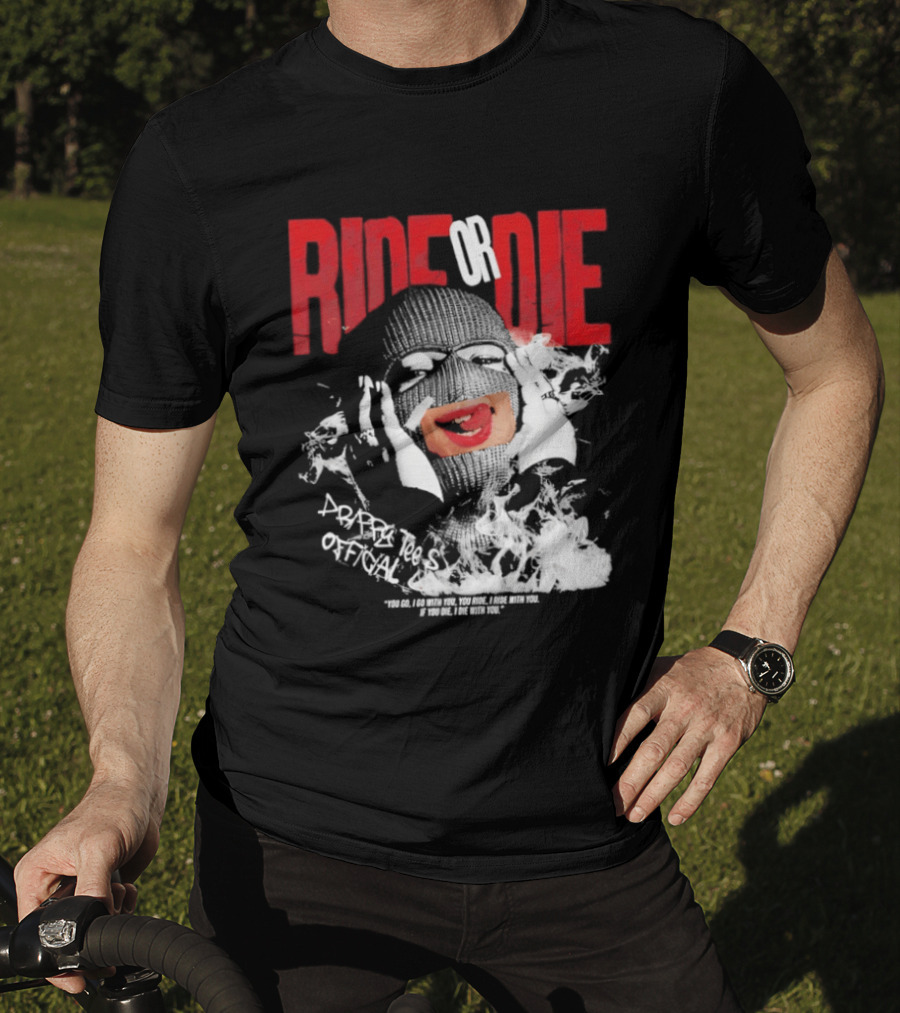 Ride Or Die Joker Grunge Typography And Distorted Joker Face T-Shirt