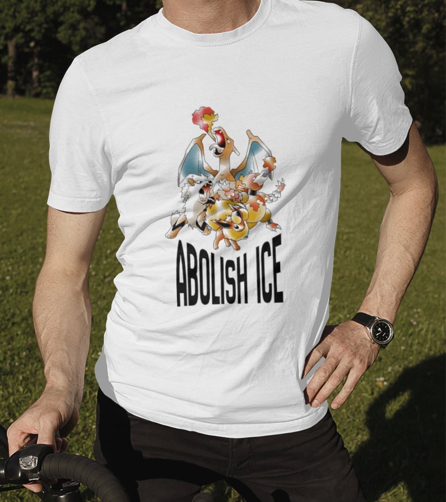 Abolish ICE Pokémon Characters Charizard Blastoise Pikachu Protest T-Shirt