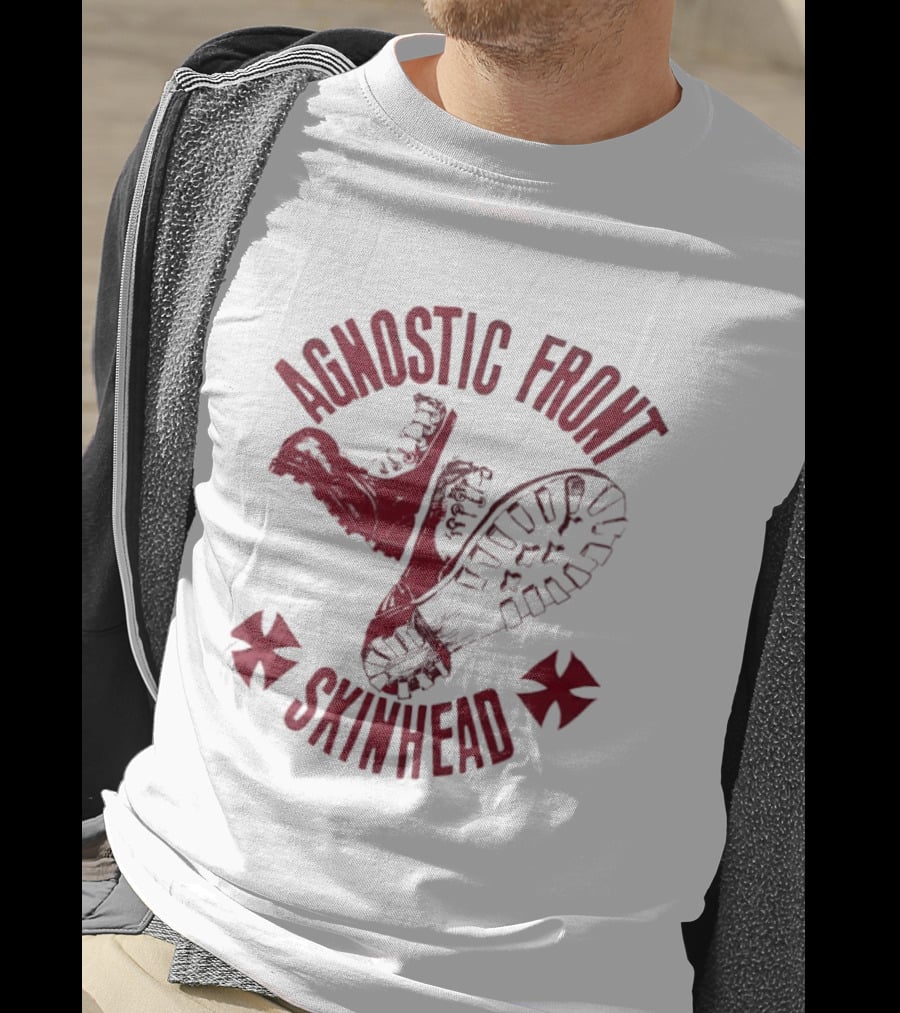 Agnostic Front Skinhead Boot Symbol Cross T-Shirt