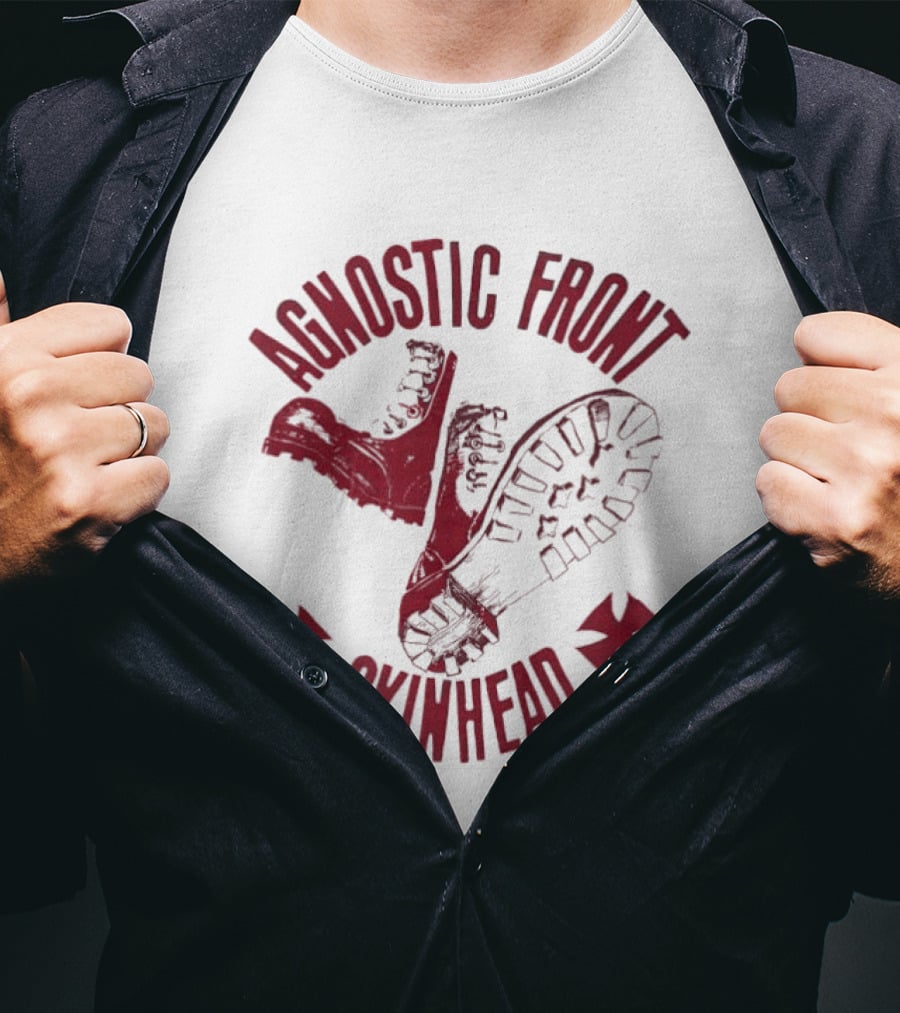 Agnostic Front Skinhead Boot Symbol Cross T-Shirt