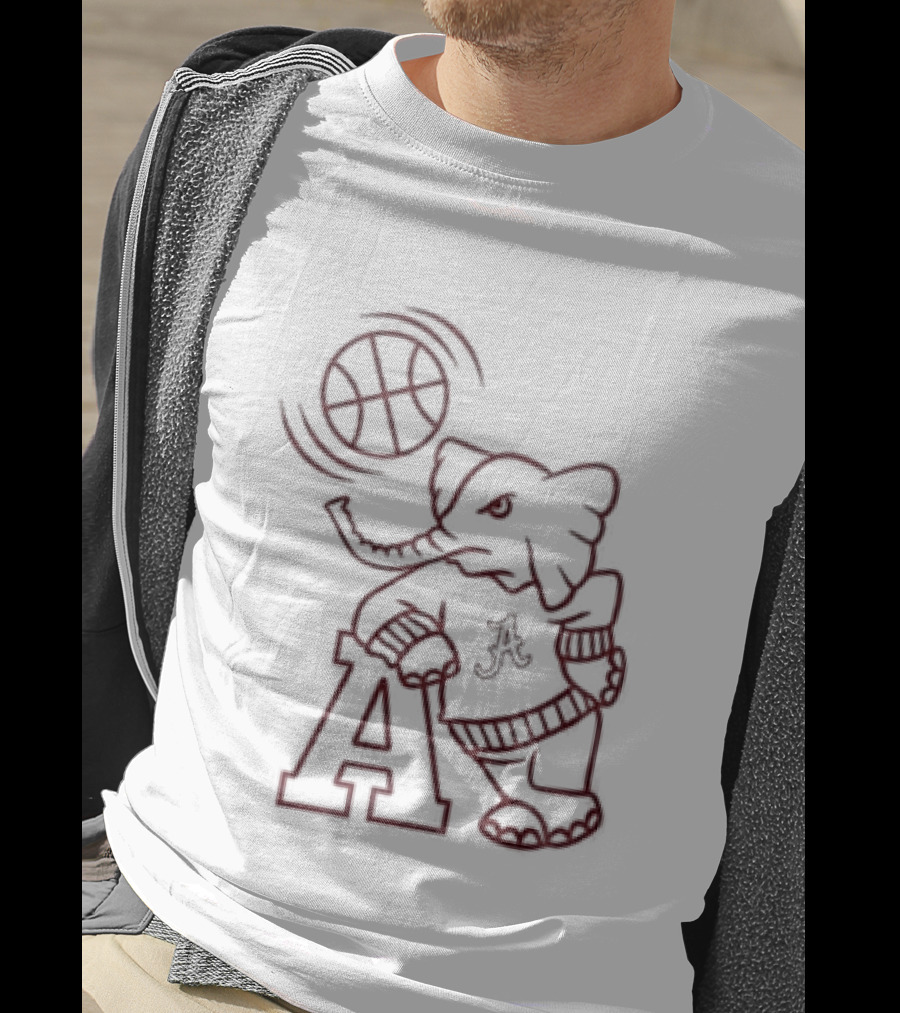 Alabama Crimson Tide Big Al Basketball White Out 2026 Game Night T-Shirt