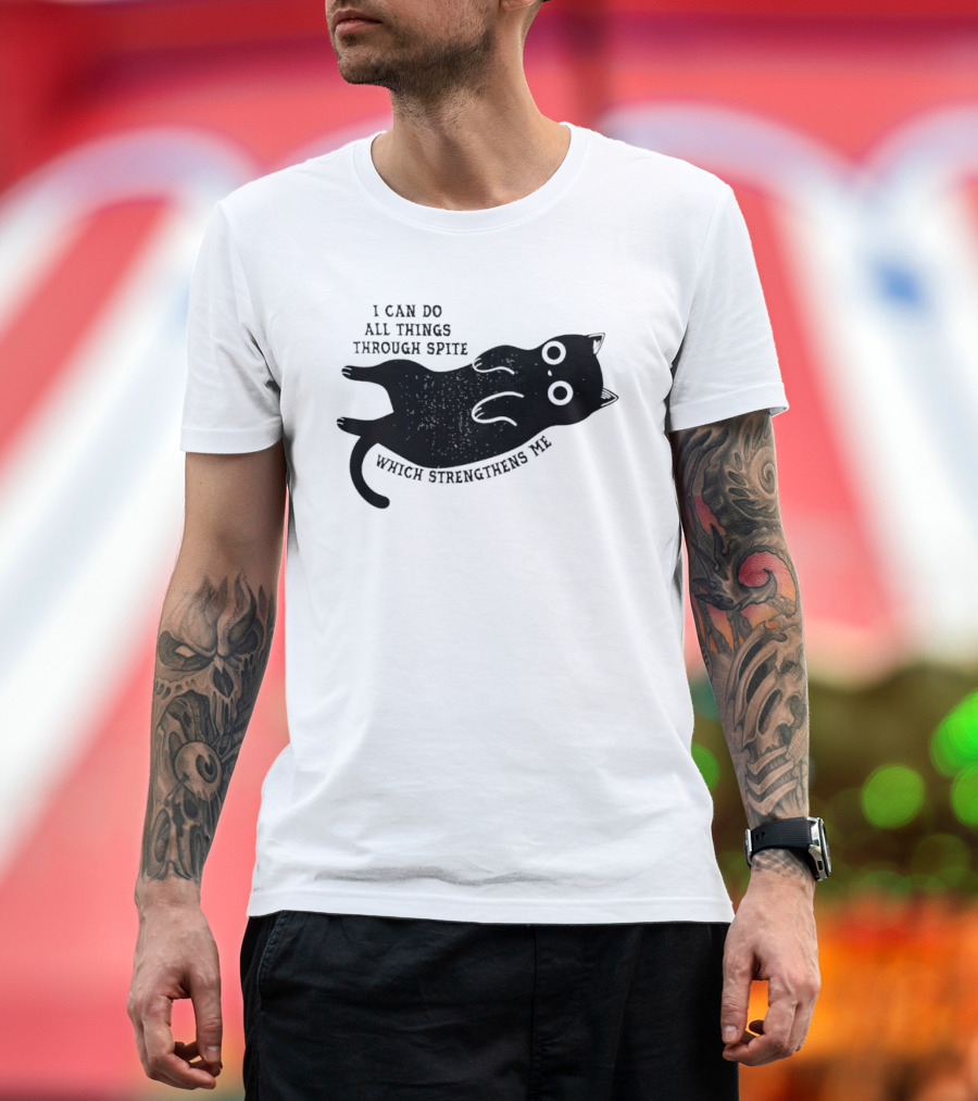 Black Cat I Can Do All Things Through Spite Which Strengthens Me T-Shirt