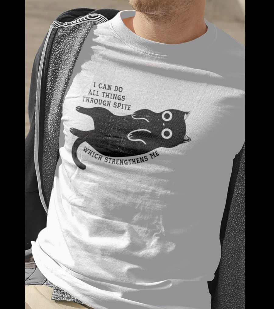 Black Cat I Can Do All Things Through Spite Which Strengthens Me T-Shirt