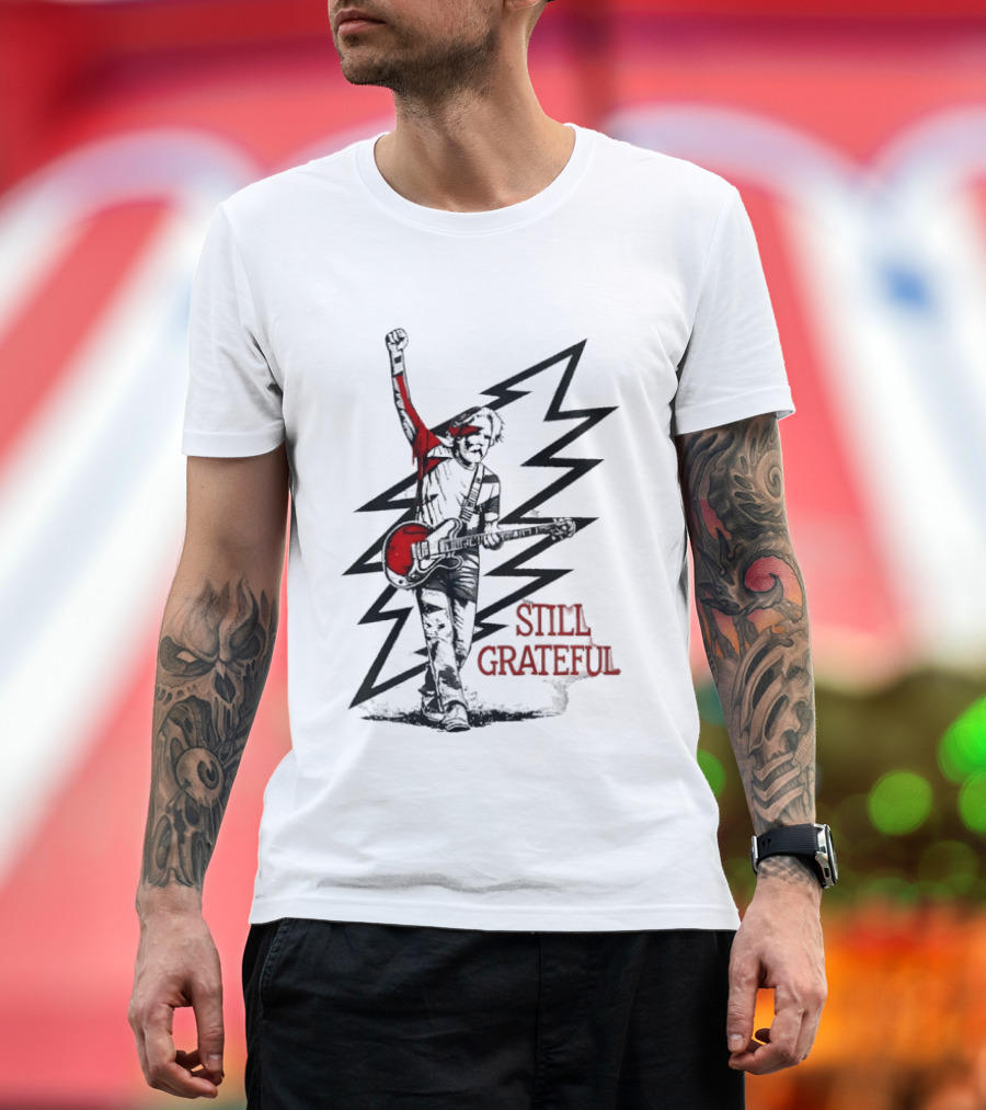 Bob Weir Holding Guitar Still Grateful White Lightning T-Shirt