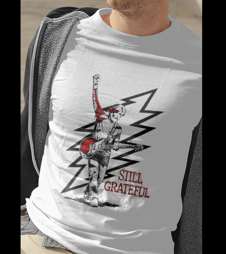 Bob Weir Holding Guitar Still Grateful White Lightning T-Shirt