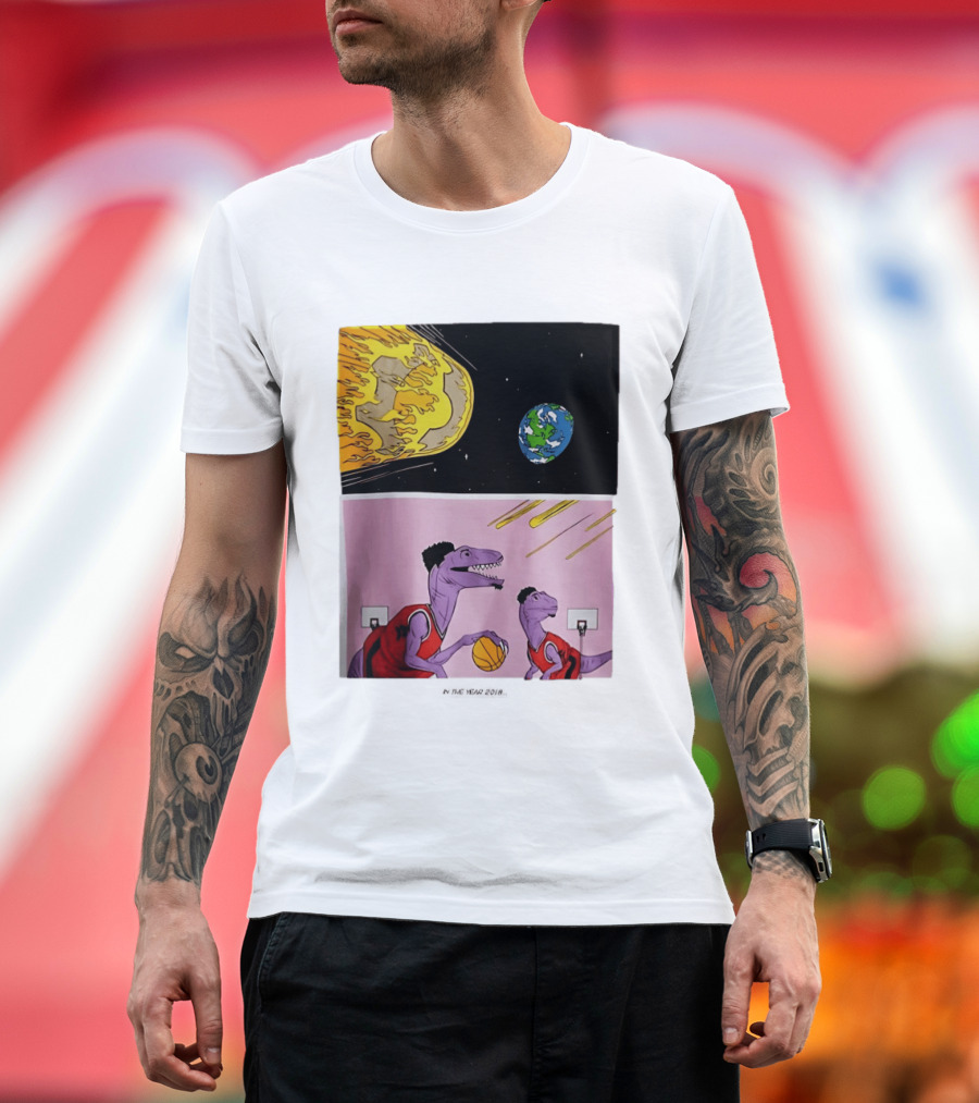 Bron Sends Him A LeBronto Dinosaur Meteor Basketball Earth Raptors T-Shirt