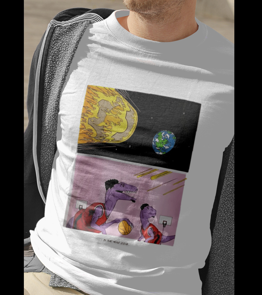Bron Sends Him A LeBronto Dinosaur Meteor Basketball Earth Raptors T-Shirt