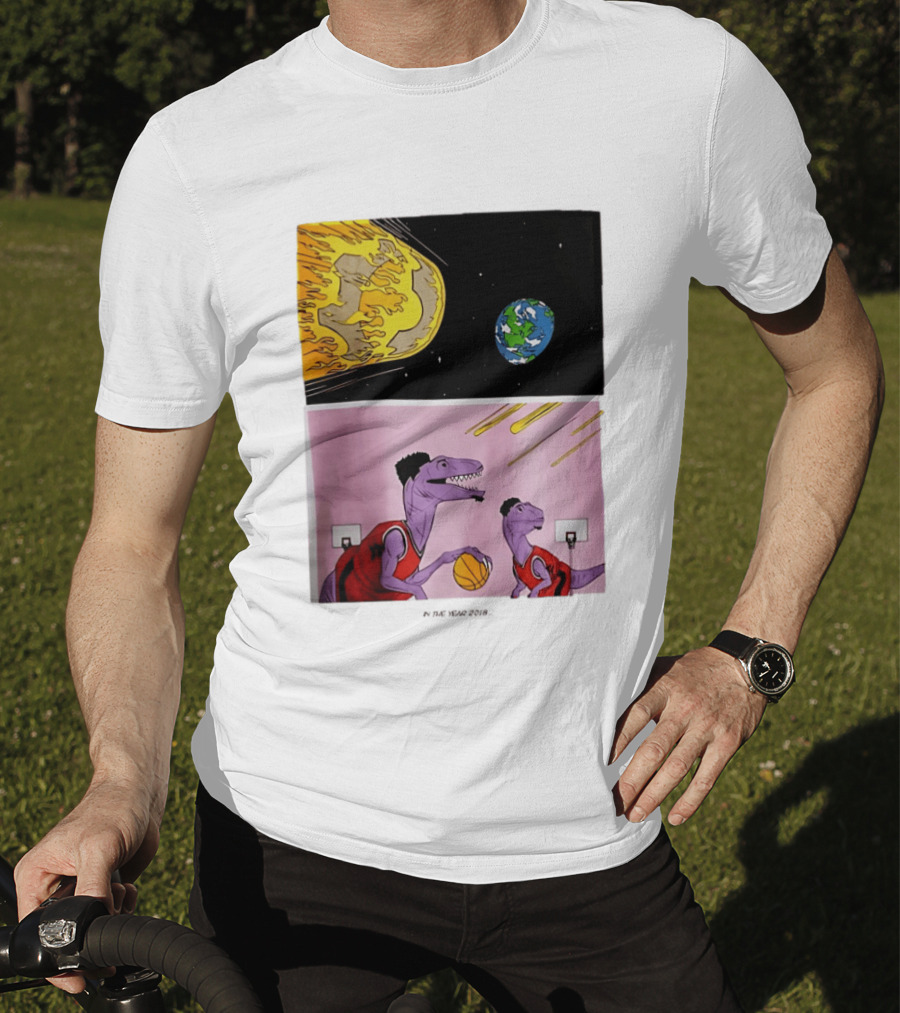 Bron Sends Him A LeBronto Dinosaur Meteor Basketball Earth Raptors T-Shirt