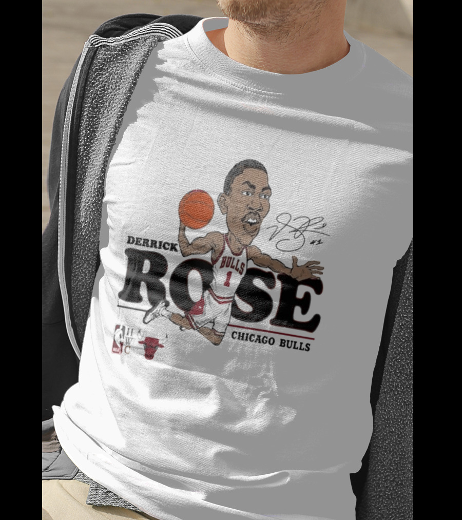 Derrick Rose Chicago Bulls Caricature Basketball T-Shirt