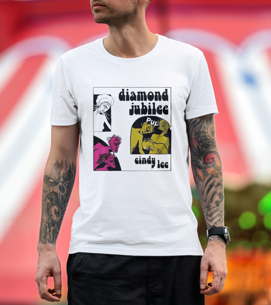 Diamond Jubilee Music Album Cindy Lee Illustrated Faces T-Shirt