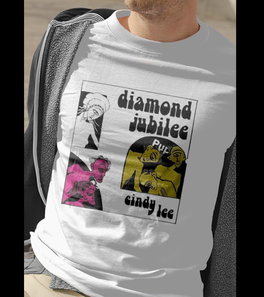 Diamond Jubilee Music Album Cindy Lee Illustrated Faces T-Shirt