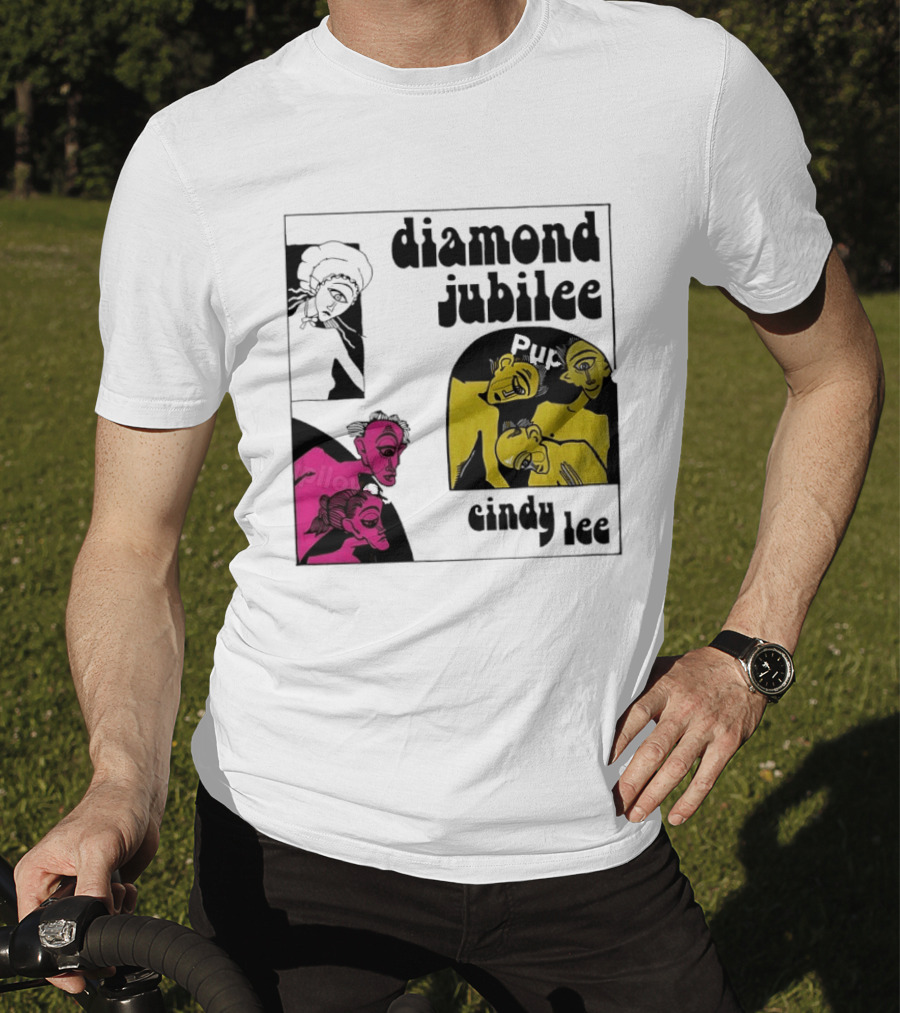 Diamond Jubilee Music Album Cindy Lee Illustrated Faces T-Shirt