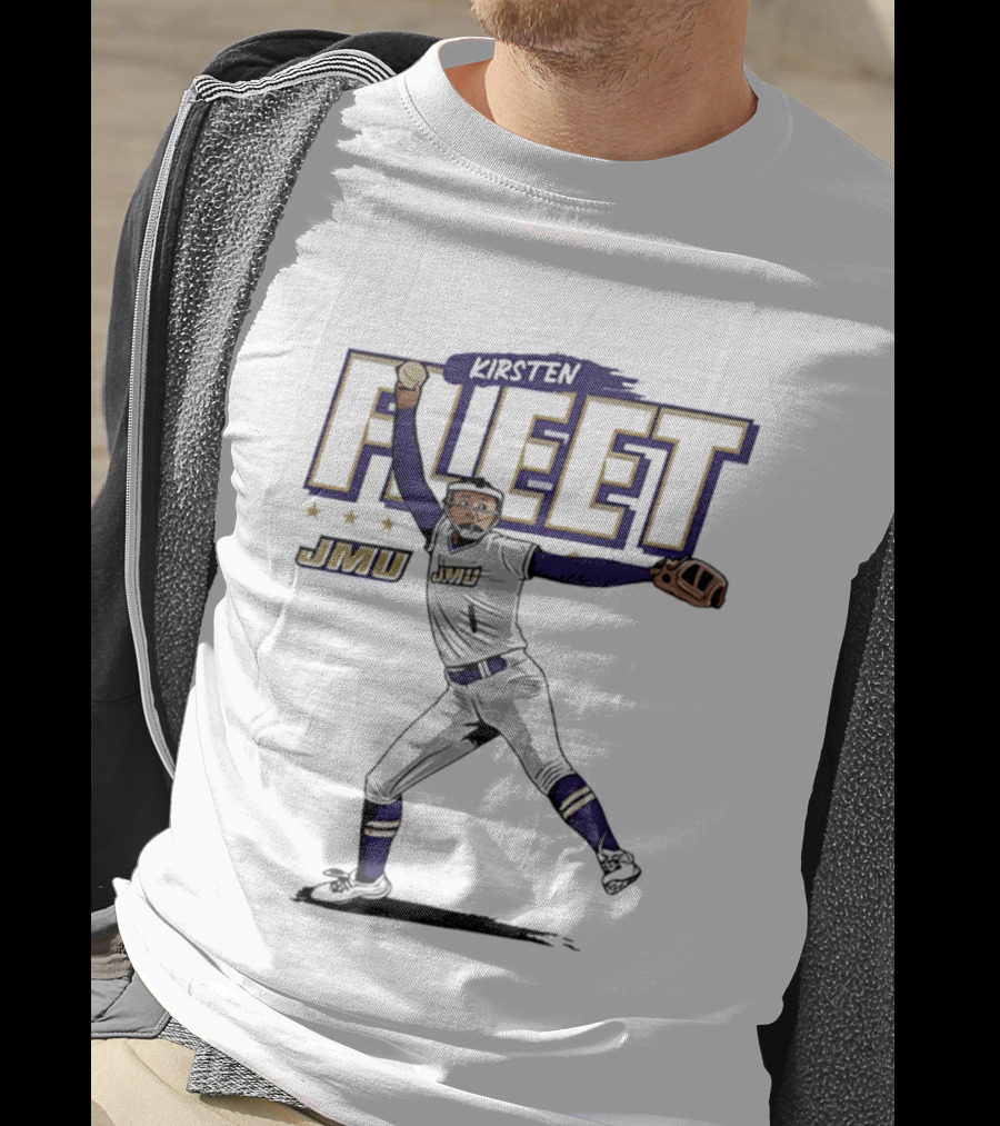 Kirsten Fleet JMU Softball NCAA Player Caricature T-Shirt