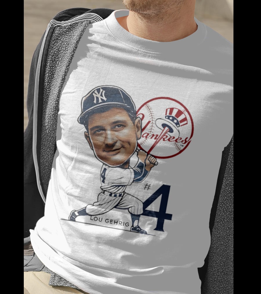 Lou Gehrig New York Yankees #4 Caricature Yankees T-Shirt