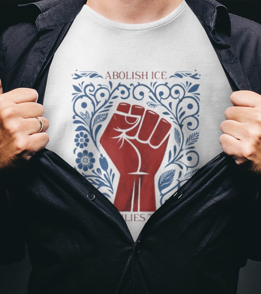 Abolish ICE Red Fist Keep Families Together Floral T-Shirt