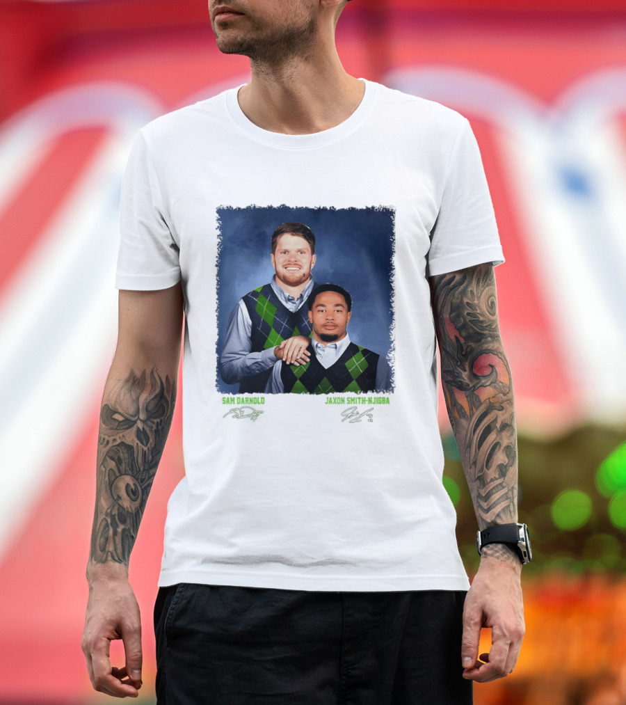Sam Darnold Jaxon Smith Njigba Seattle Seahawks Step Brothers Football T-Shirt
