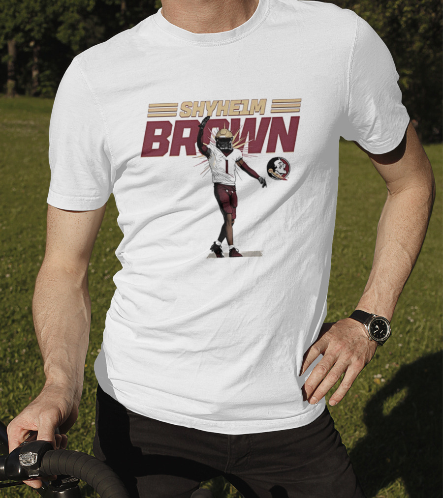 Shyheim Brown Fsu Football Caricature Ncaa Player Execution T-Shirt