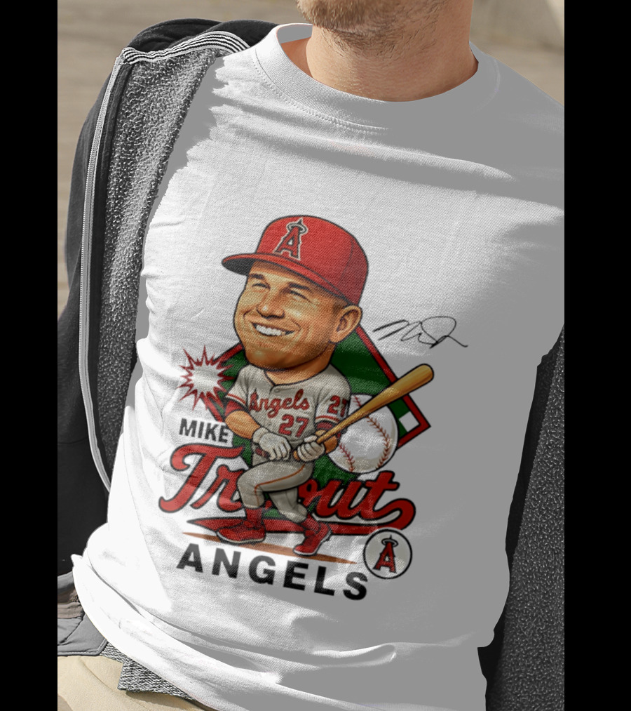 Mike Trout Angels Baseball Caricature Los Angeles Legend T-Shirt