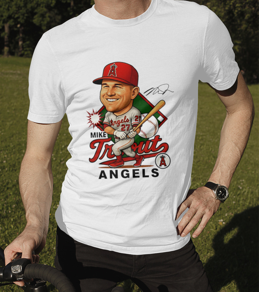 Mike Trout Angels Baseball Caricature Los Angeles Legend T-Shirt
