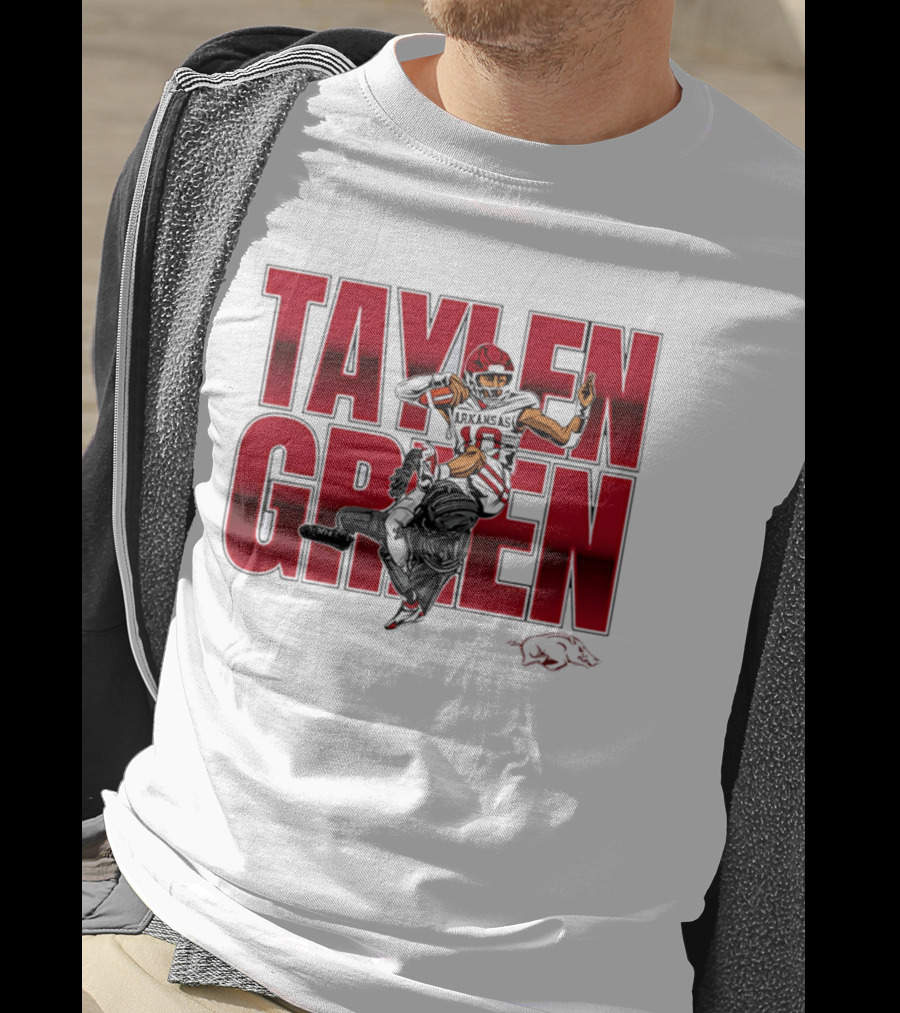 Taylen Green Arkansas Football NCAA Razorbacks Caricature T-Shirt