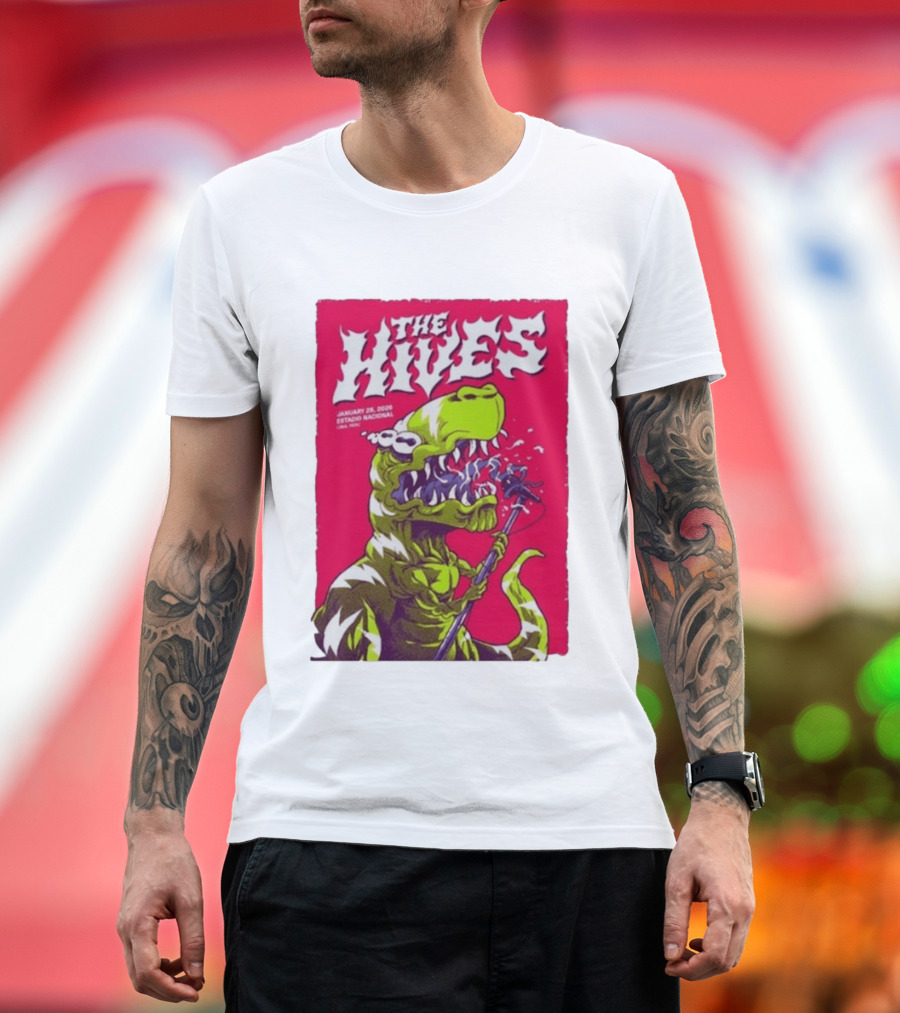 The Hives Live In Lima Peru January 25 2026 Estadio Nacional Dinosaur T-Shirt
