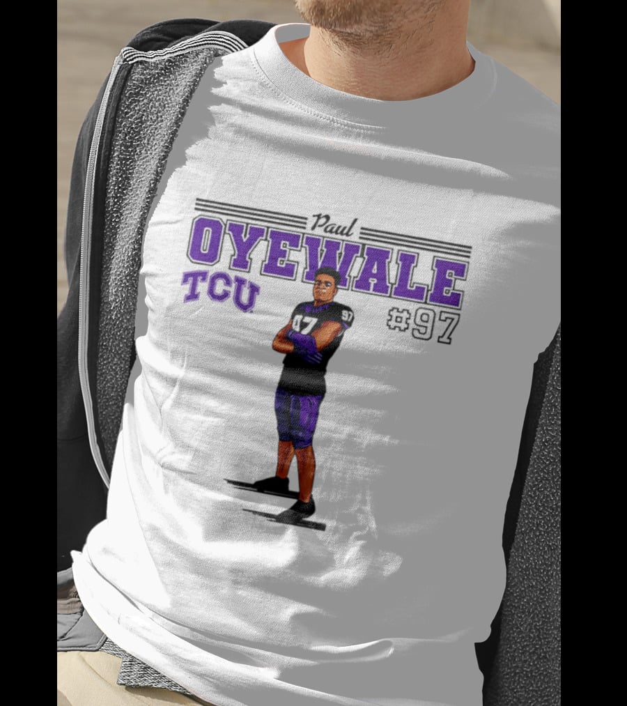 Paul Oyewale TCU Football NCAA #97 Caricature T-Shirt