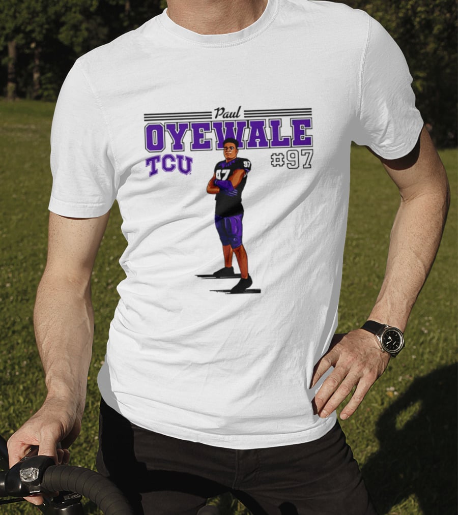 Paul Oyewale TCU Football NCAA #97 Caricature T-Shirt