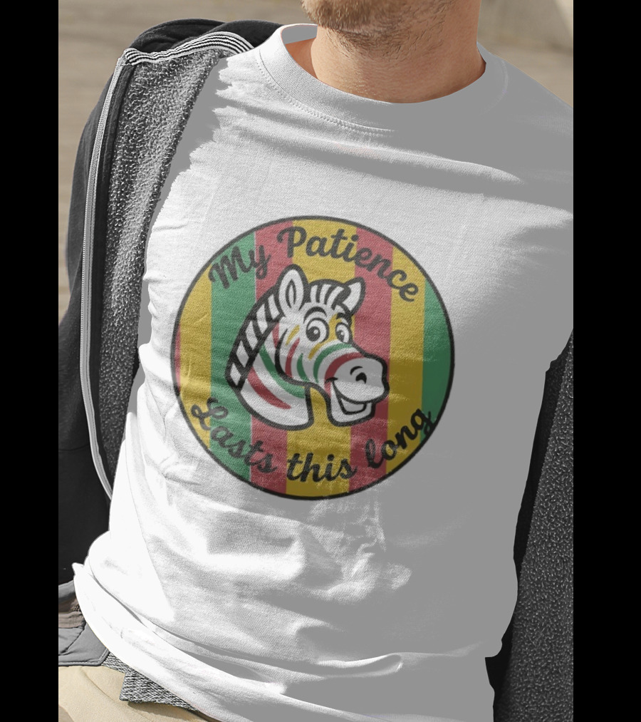 Zebra My Patience Lasts This Long Striped Cartoon T-Shirt