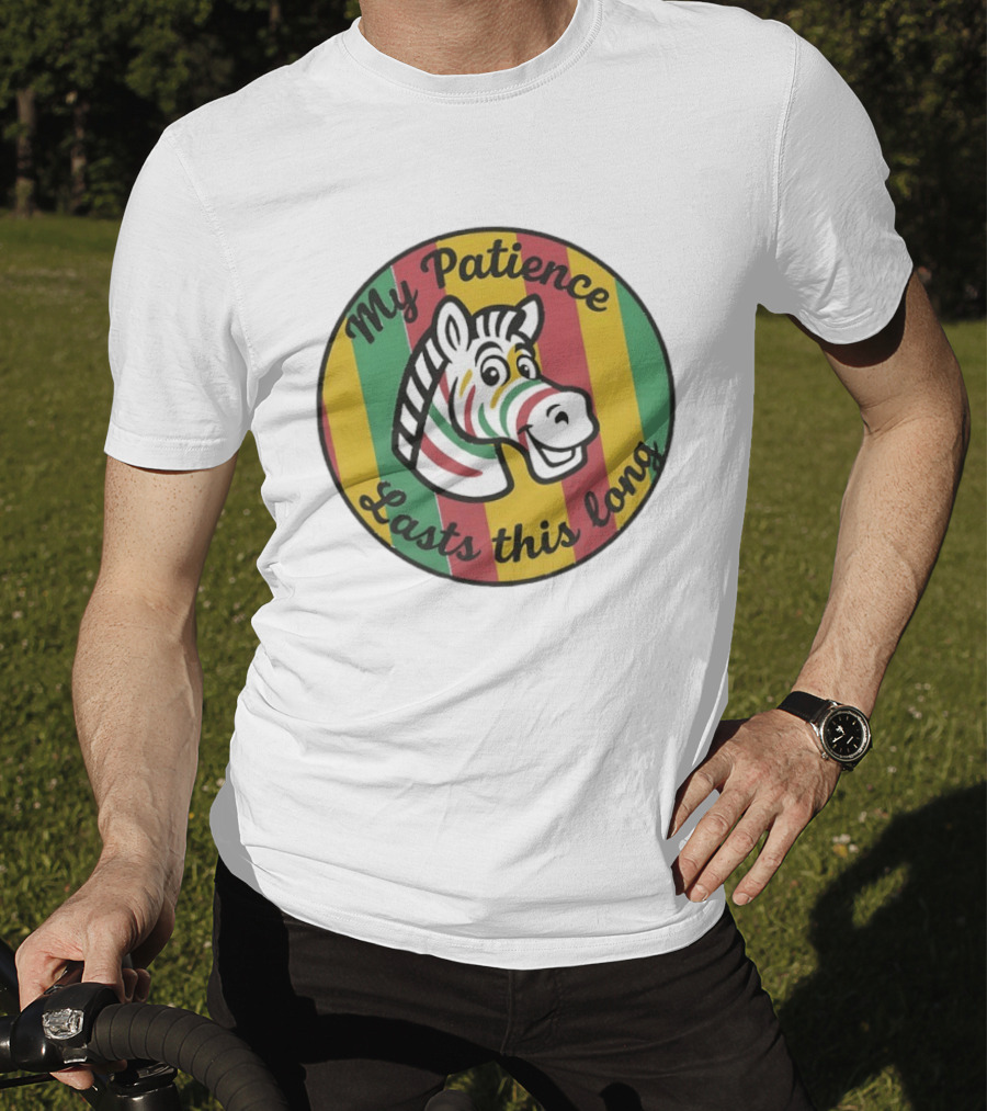 Zebra My Patience Lasts This Long Striped Cartoon T-Shirt
