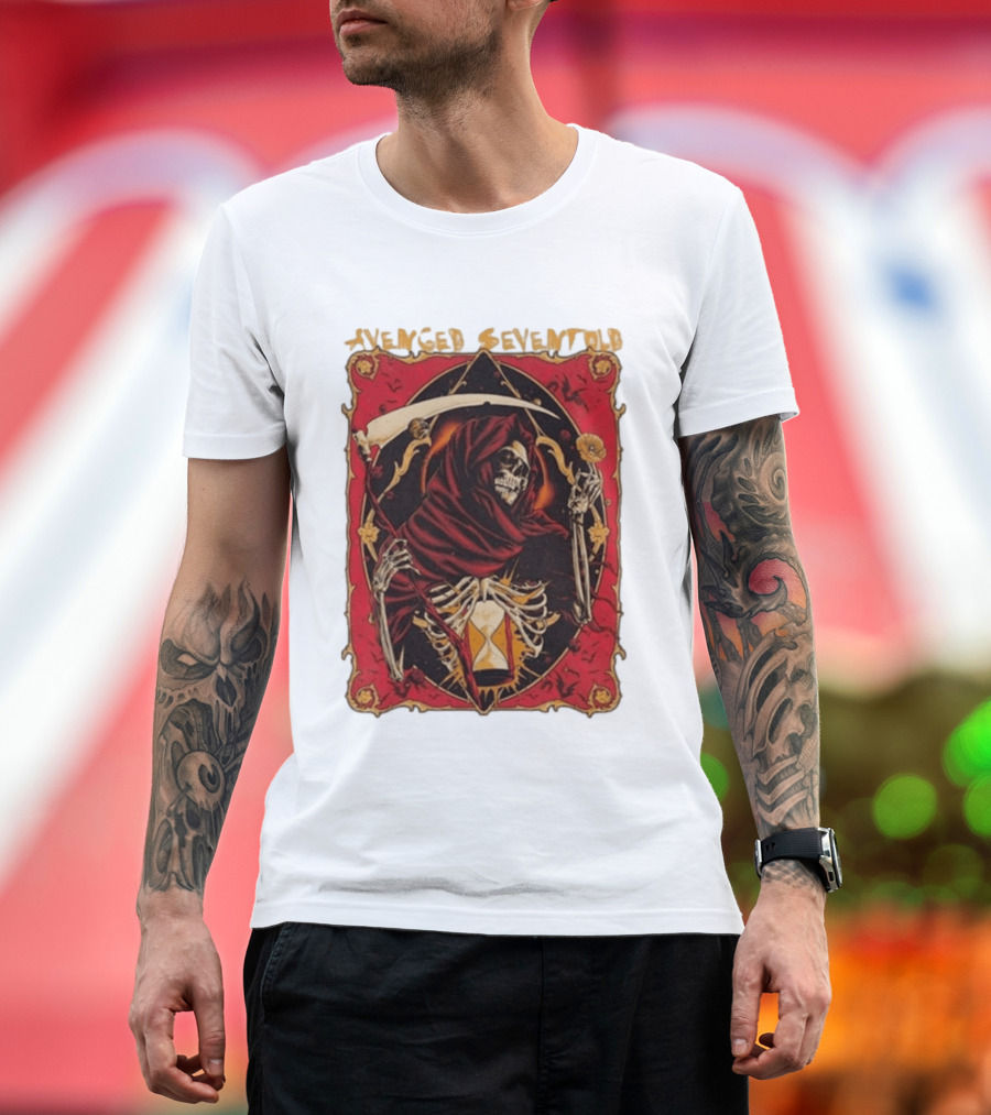 Avenged Sevenfold Skeleton Hourglass Scythe T-Shirt
