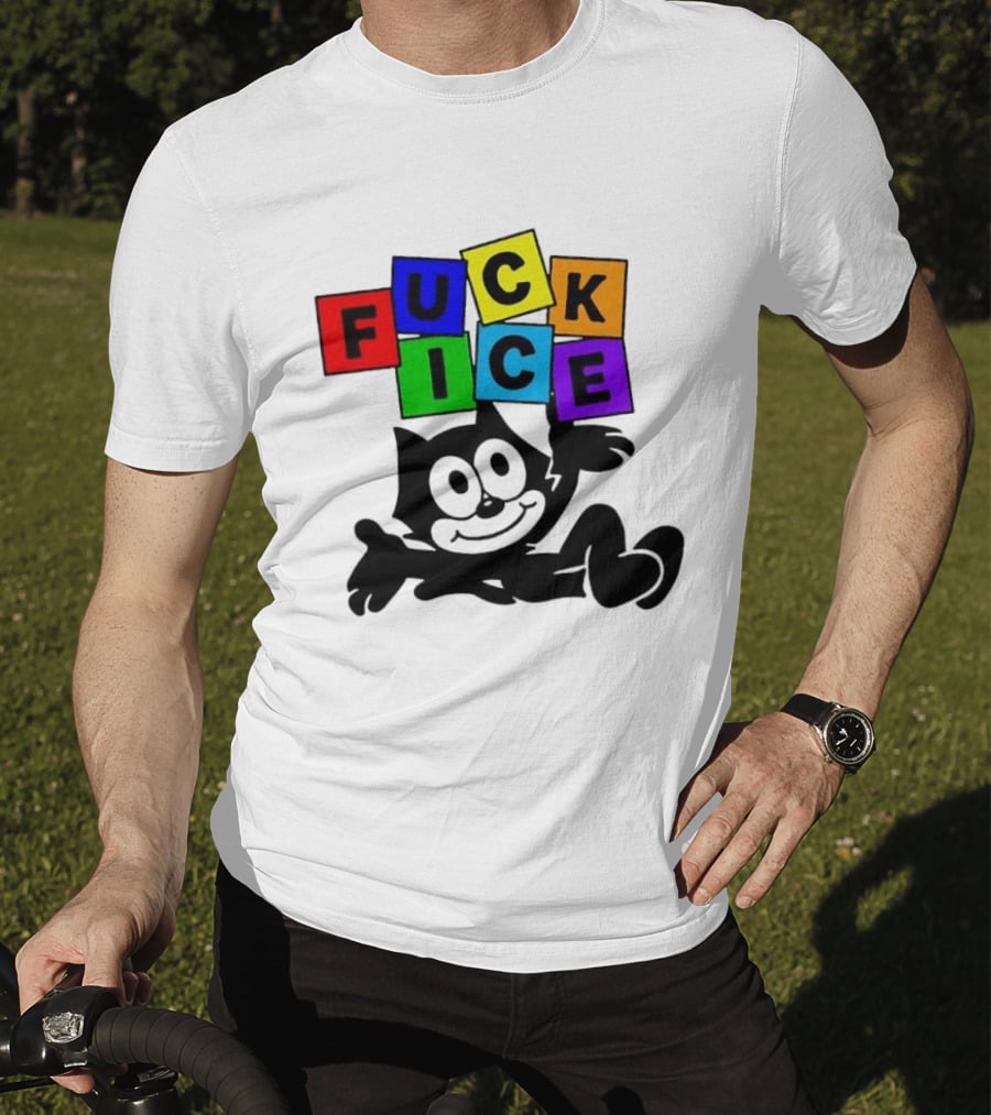 Felix The Cat Fuck ICE Colorful Blocks T-Shirt
