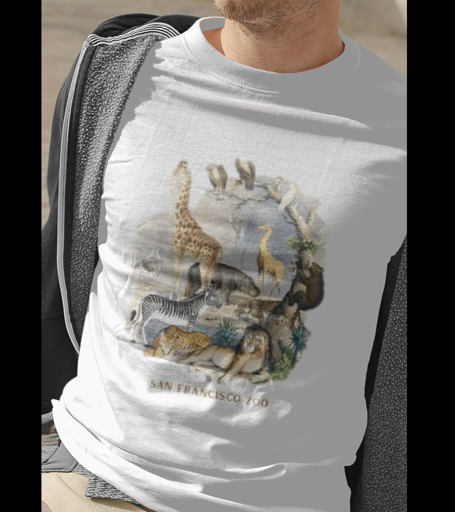 Twice San Francisco Zoo Animals Giraffe Lion Zebra Tiger T-Shirt