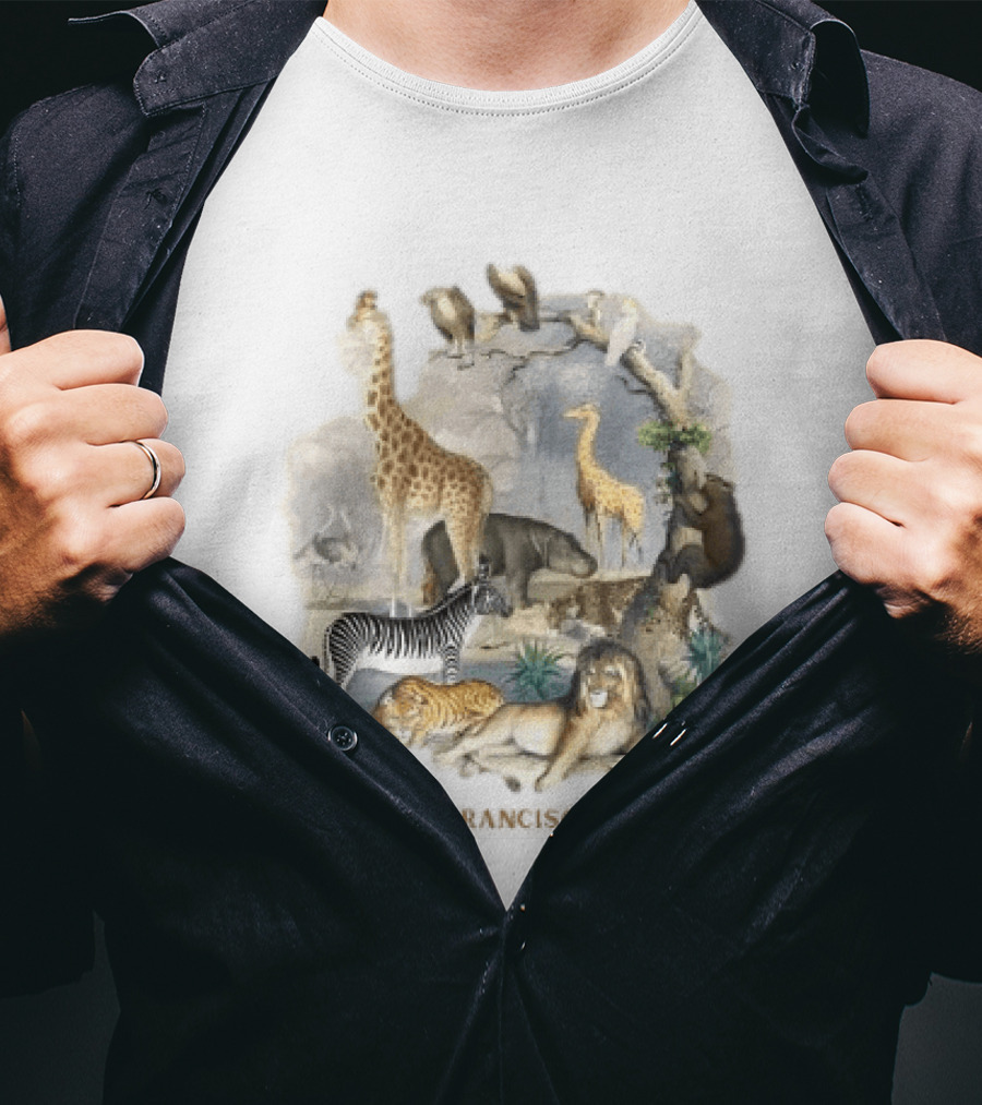 Twice San Francisco Zoo Animals Giraffe Lion Zebra Tiger T-Shirt