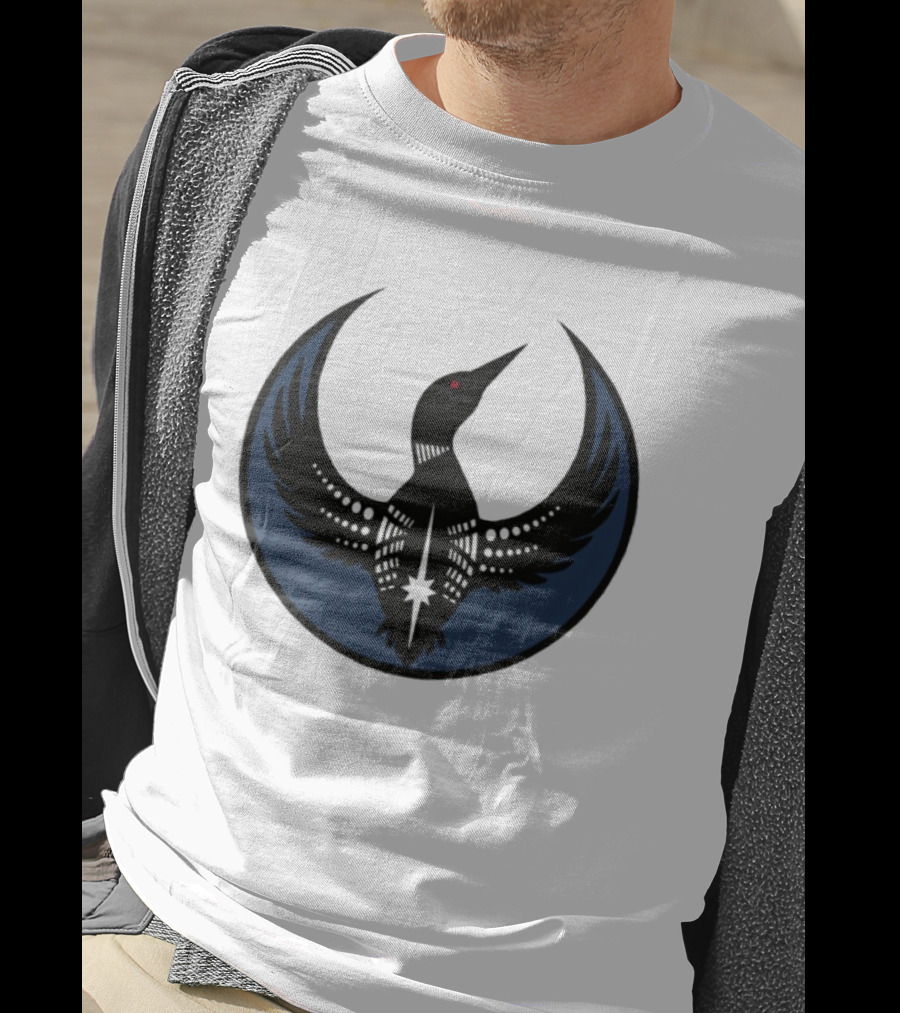 Minnesota Loon Bird Resist Ice Dark Circle Wings T-Shirt