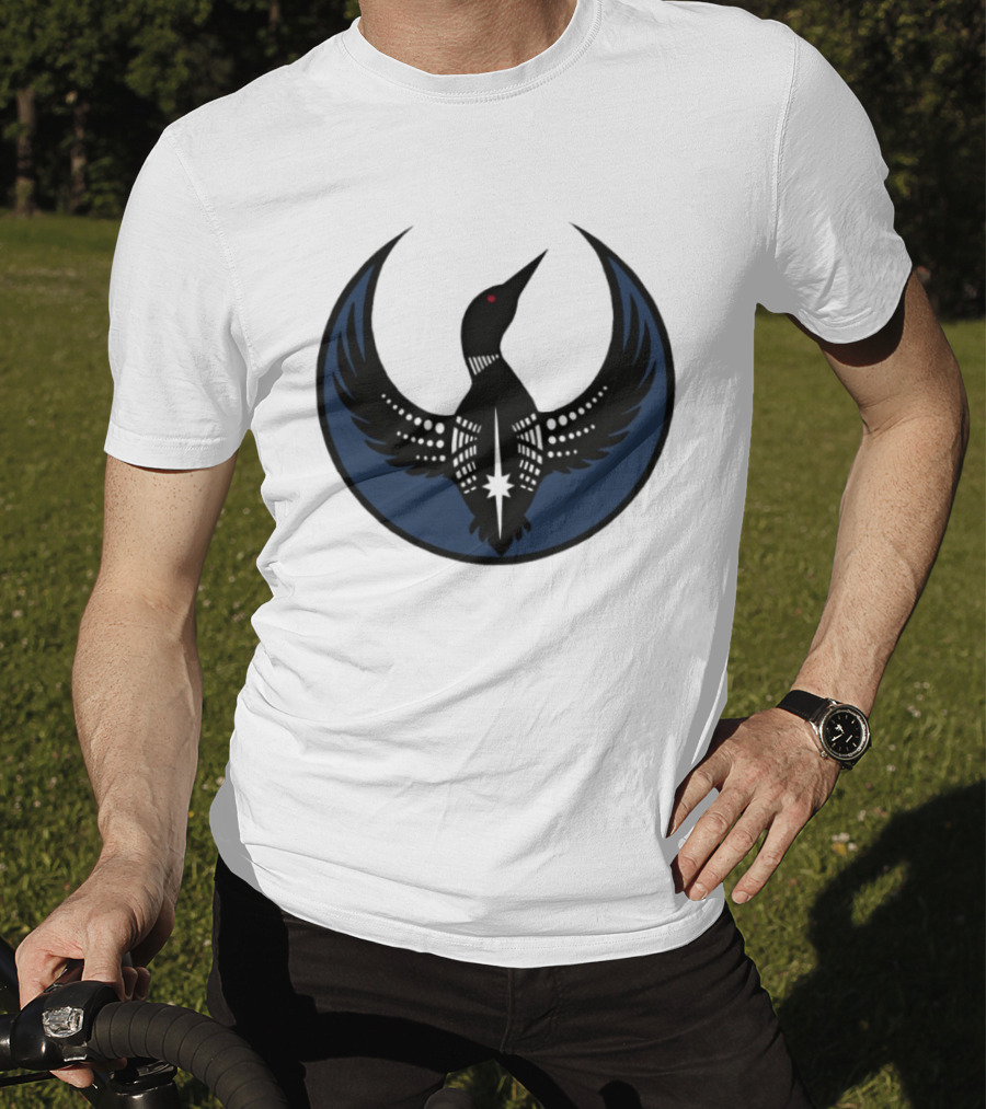 Minnesota Loon Bird Resist Ice Dark Circle Wings T-Shirt