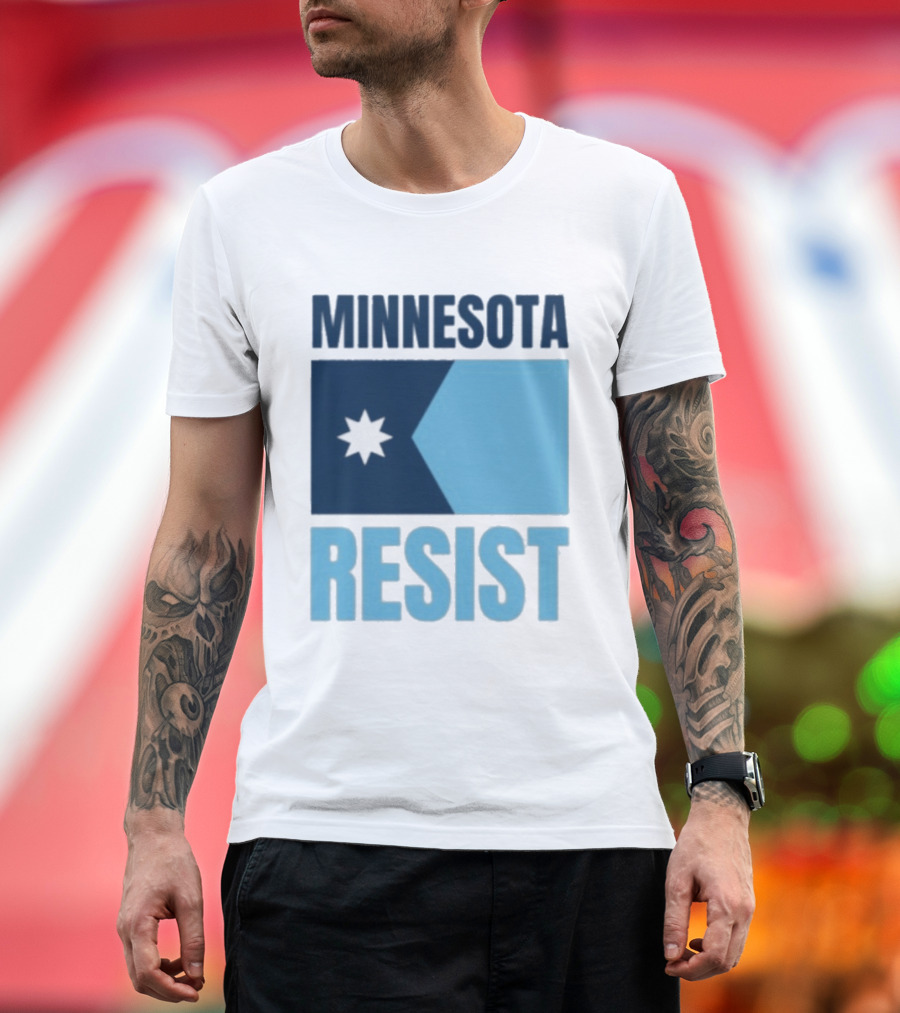 MINNESOTA RESIST Star Flag Blue Rectangle T-Shirt