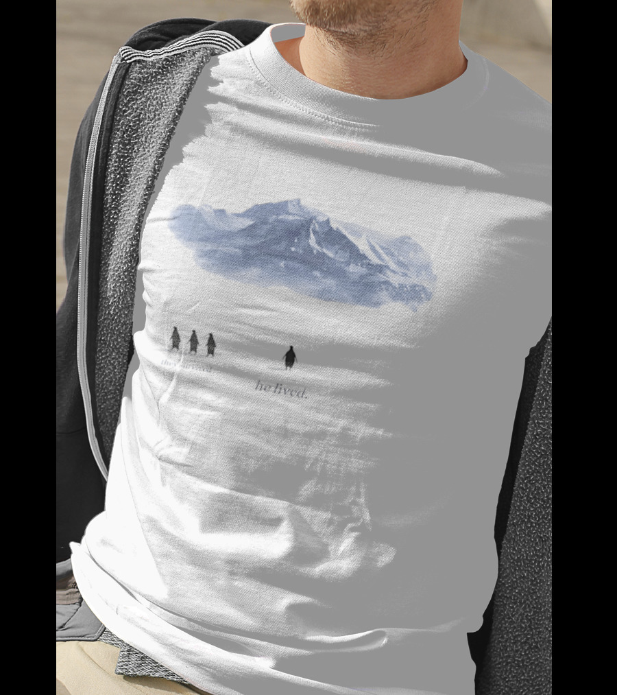 Penguin They Survived He Lived Mountain Scene T-Shirt