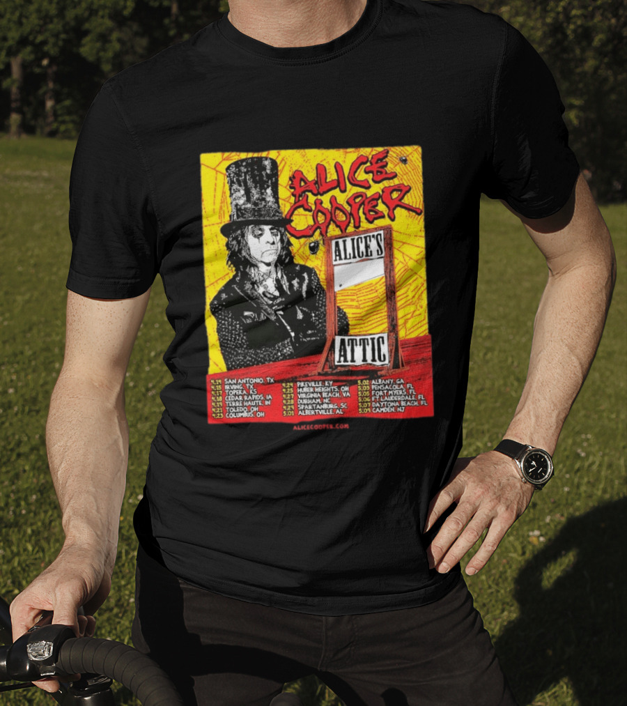 Alice Cooper 2026 Alice's Attic Tour Dates San Antonio Albany Locations T-Shirt