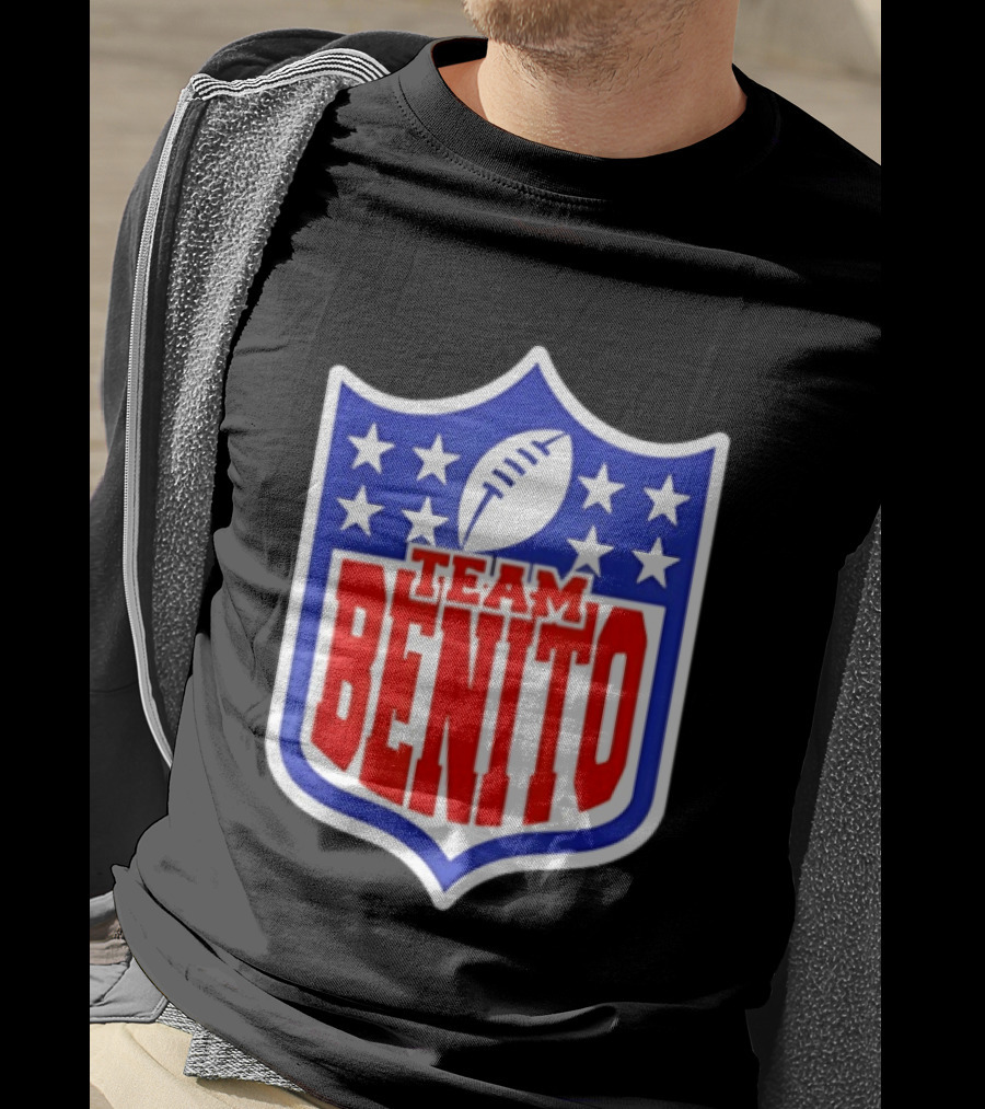 Team Benito Football Shield Stars Personalized Name T-Shirt