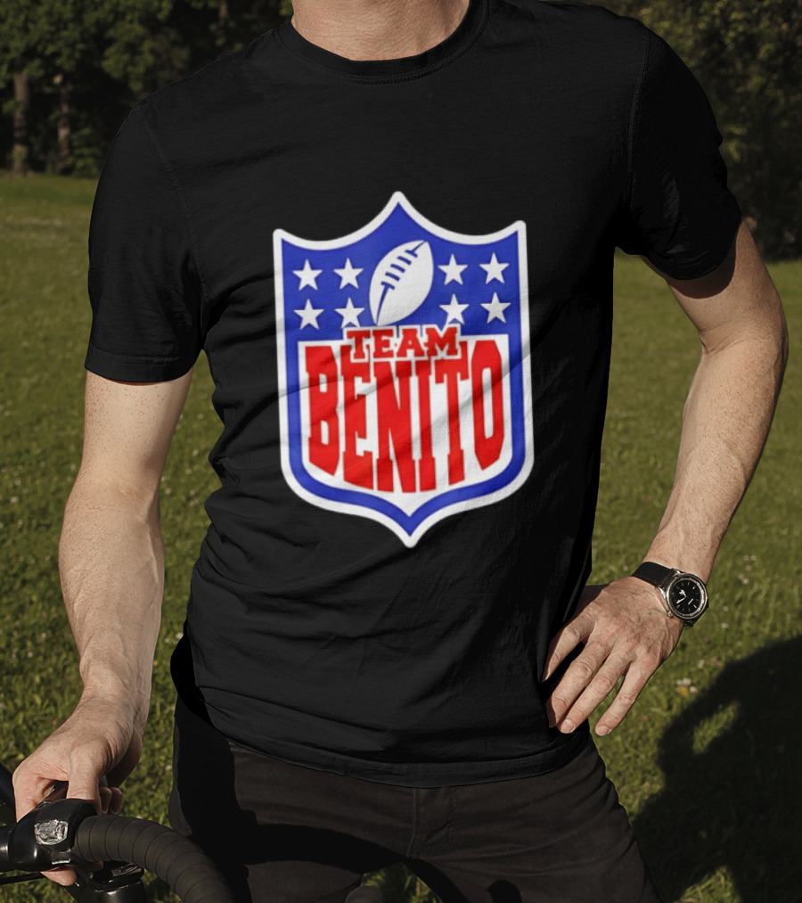 Team Benito Football Shield Stars Personalized Name T-Shirt
