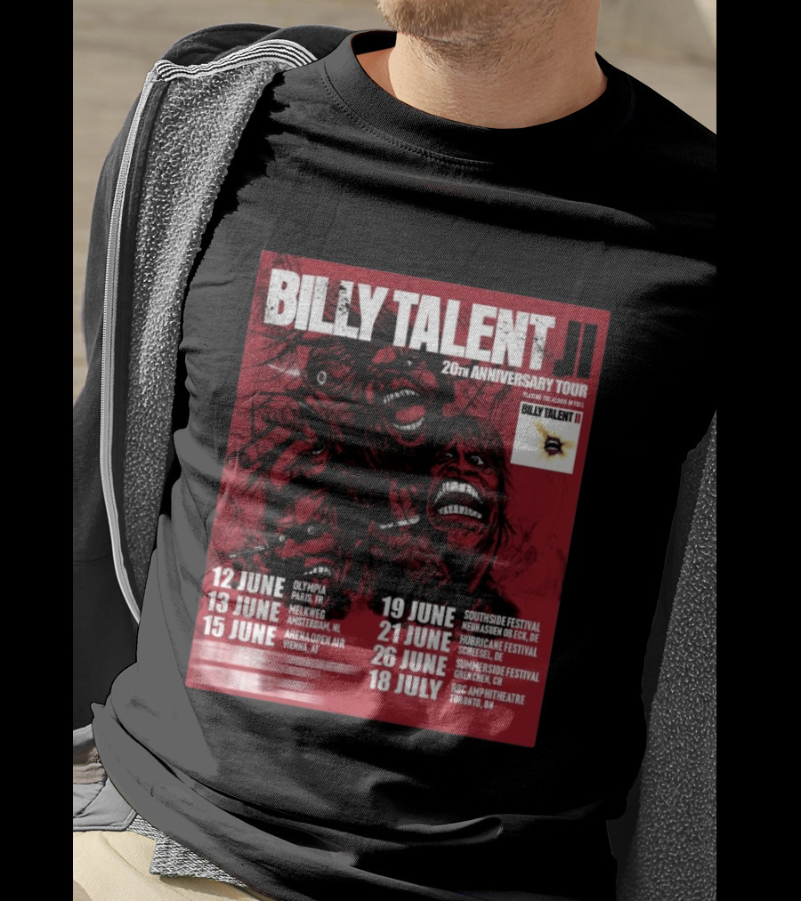 Billy Talent 20th Anniversary Tour Dates Europe Canada 2023 T-Shirt
