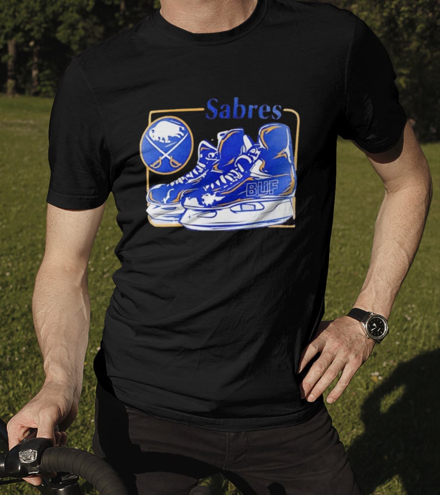 Sabres BUF Skates With Buffalo And Crossed Sabers T-Shirt