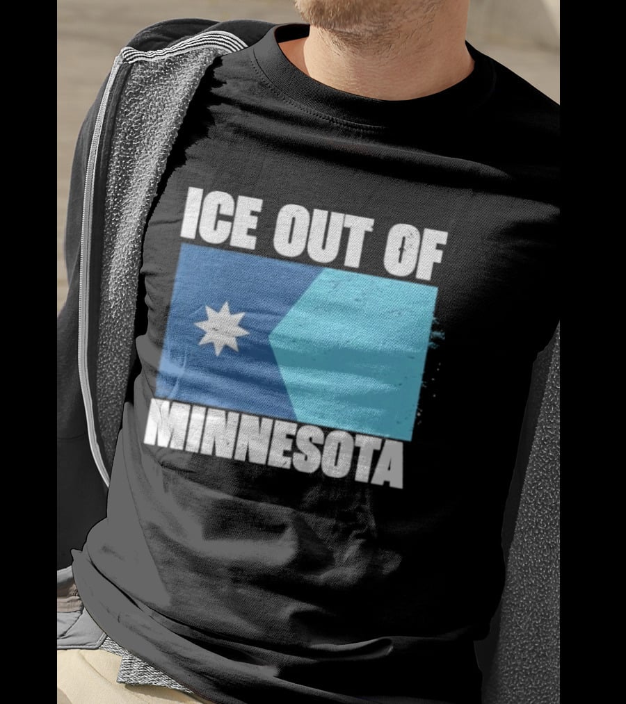 Ice Out Of Minnesota Flag Star Blue Shape T-Shirt