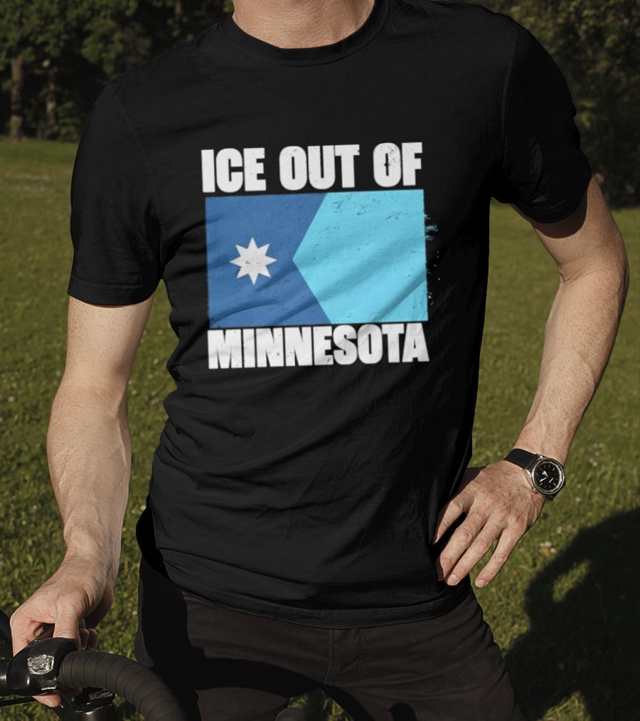 Ice Out Of Minnesota Flag Star Blue Shape T-Shirt